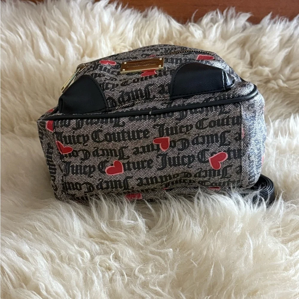 Juicy Couture Logo Black and Red Heart Mini Backpack